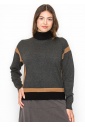 Grey and Camel Color Block Sweater