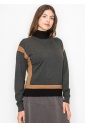 Grey and Camel Color Block Sweater