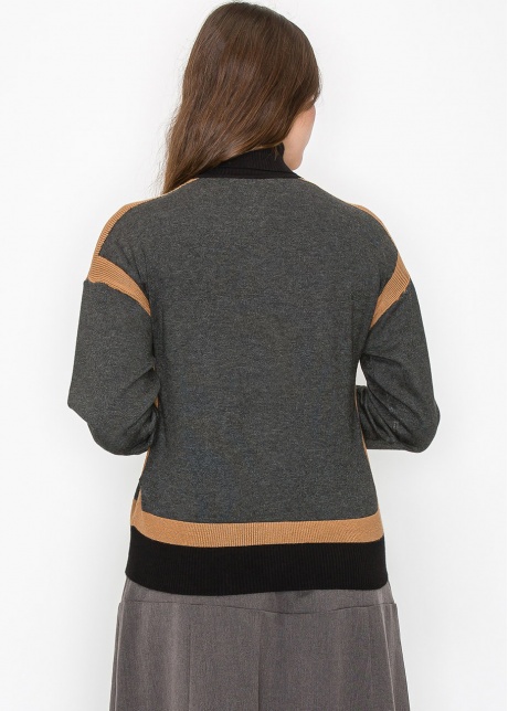 Grey and Camel Color Block Sweater
