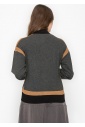 Grey and Camel Color Block Sweater