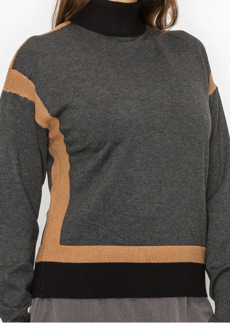 Grey and Camel Color Block Sweater