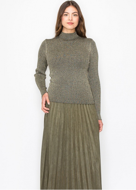 Shimmering Gold Ribbed Knit Top