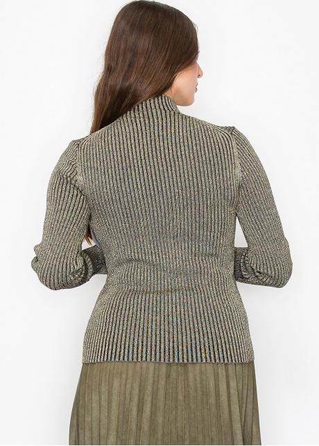 Shimmering Gold Ribbed Knit Top