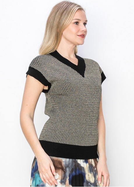 Gold Knit Vest with Black Accents