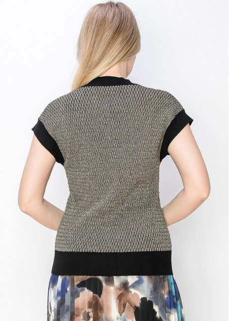 Gold Knit Vest with Black Accents
