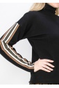 Striped Detail Turtleneck Sweater