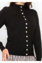 Black Sweater with Elegant Button Trim