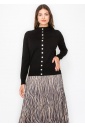 Black Sweater with Elegant Button Trim