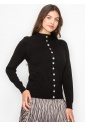 Black Sweater with Elegant Button Trim