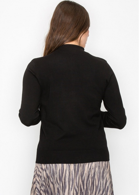 Black Sweater with Elegant Button Trim