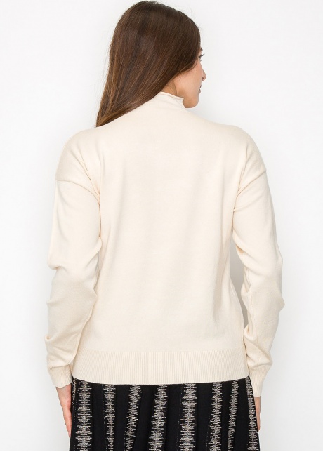 Soft Cream Sweater with Button Accents