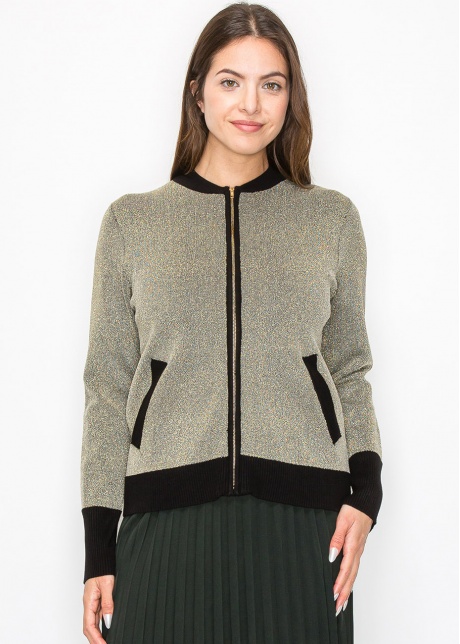 Gold Shimmer Zip-Up Jacket