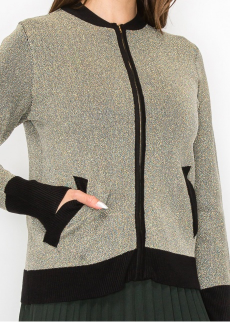 Gold Shimmer Zip-Up Jacket