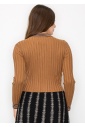 Camel Button-Up Ribbed Cardigan