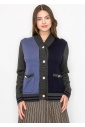 Colorblock Navy and Blue Buttoned Cardigan