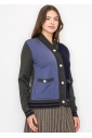 Colorblock Navy and Blue Buttoned Cardigan