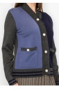 Colorblock Navy and Blue Buttoned Cardigan