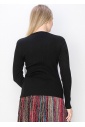 Black Ribbed Sweater with Front Twist