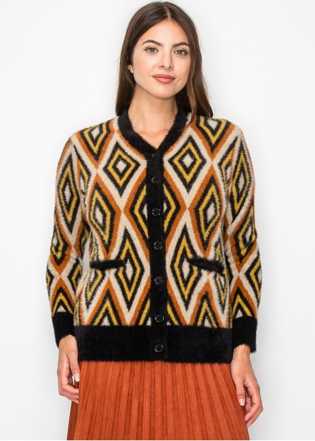 Autumn Vibes Geometric Cardigan