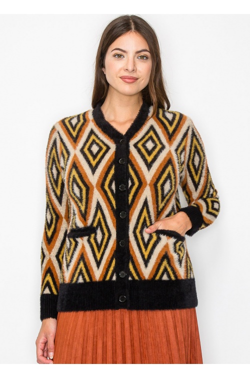 Autumn Vibes Geometric Cardigan