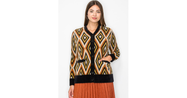 Autumn Vibes Geometric Cardigan | Modest Women Clothing