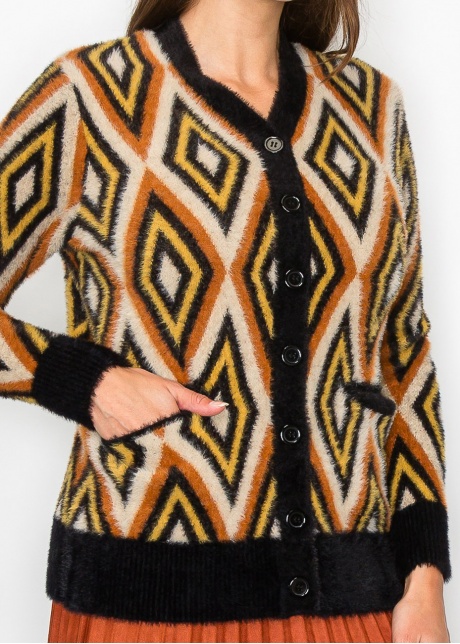 Autumn Vibes Geometric Cardigan