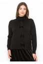 Bow-Accented Black Knit Sweater