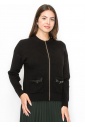 Black Zip Cardigan with Pocket Detail