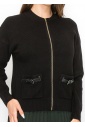 Black Zip Cardigan with Pocket Detail