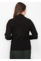 Black Buttoned Sleeve Mock Neck Top