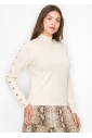 Soft Cream Button Sleeve Pullover