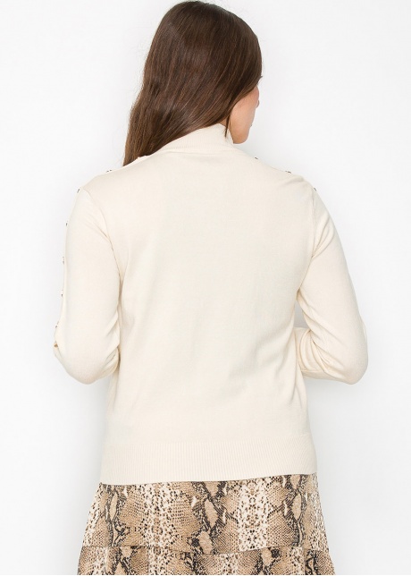 Soft Cream Button Sleeve Pullover