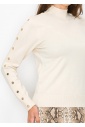 Soft Cream Button Sleeve Pullover