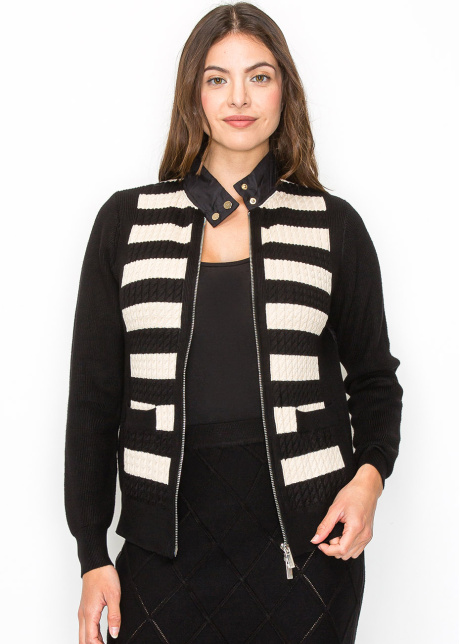 Black Striped Front Cardigan