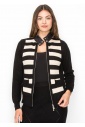 Black Striped Front Cardigan