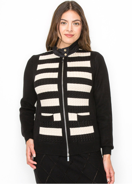Black Striped Front Cardigan