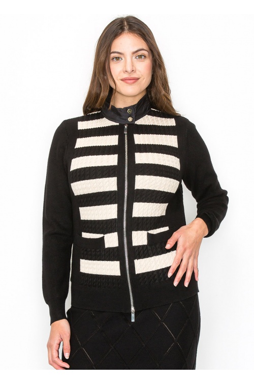 Black Striped Front Cardigan