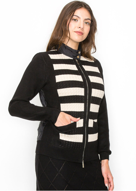 Black Striped Front Cardigan