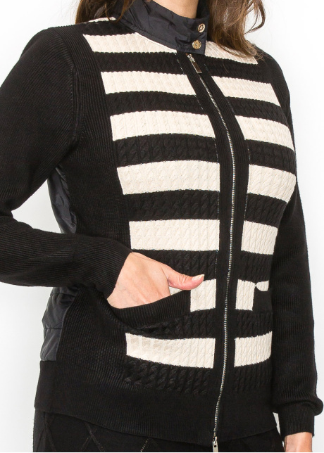 Black Striped Front Cardigan