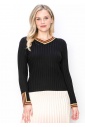 Vibrant Trim Ribbed Sweater