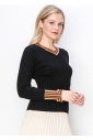 Vibrant Trim Ribbed Sweater