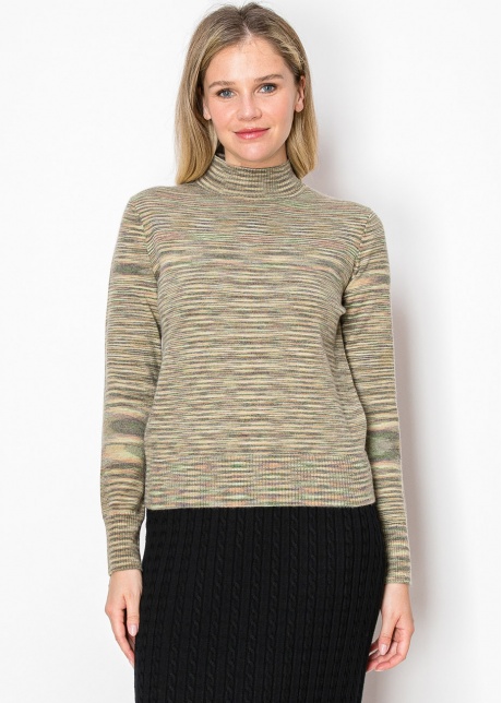 Olive Striped Mock Turtleneck Sweater