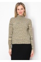 Olive Striped Mock Turtleneck Sweater