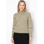 Olive Striped Mock Turtleneck Sweater