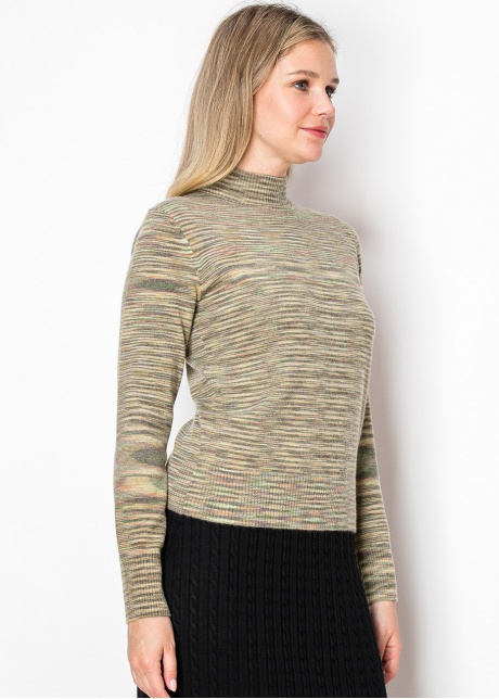 Olive Striped Mock Turtleneck Sweater