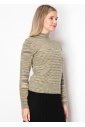 Olive Striped Mock Turtleneck Sweater