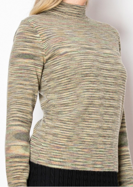 Olive Striped Mock Turtleneck Sweater