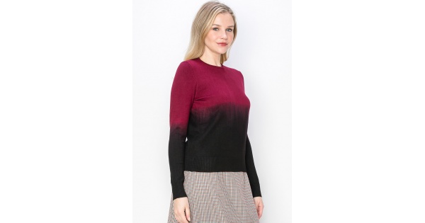 Burgundy Gradient Knit Sweater | Modest Women Clothing - YAL