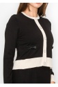 Two-Tone Cardigan with Pearl Buttons