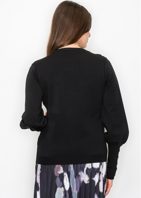 Black Knit Cardigan with Stylish Sleeve Details